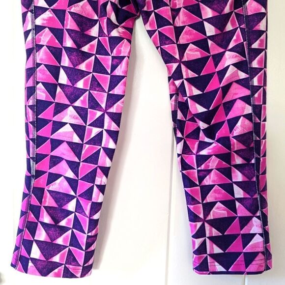 Nike Dri-Fit Capri Geometric Print Pink Purple Leggings SM Barbiecore - Picture 14 of 14
